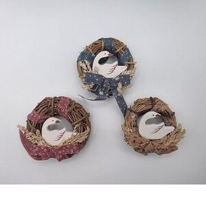 Vintage House of Lloyd Straw Wreath kitchen Magnets Goose Country GrandmaCore